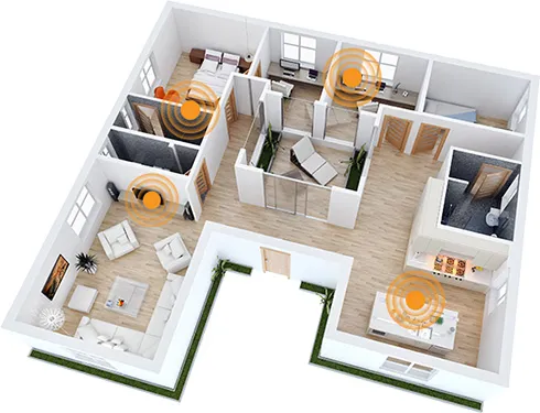 Grafika przedstawiająca działanie multiroom